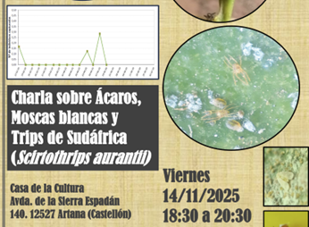 Charla sobre Ácaros, Moscas blancas y Trips de Sudáfrica (Scirtothrips aurantii) (Fecha: 14.11.2025)